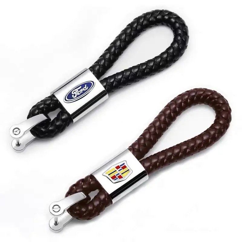 Hand gewebtes Leder Auto Key Chain 360 Grad rotierende Hufeisens chnalle Schmuck Schlüssel ringe Halter Echte Tasche Anhänger