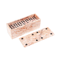 Jeu de dominos en marbre rose fait à la main pièces d'échecs du Mexique pour joueurs habiles boîte 6.5in H X 2.4in W X 2.7in D dés