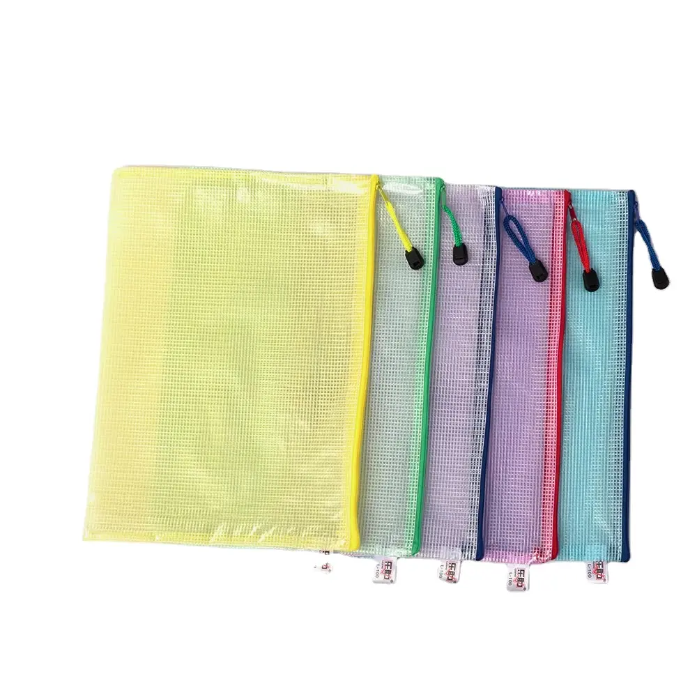 मूल फैक्टरी कस्टम लोगो A4 फ़ाइल बैग सर्वोत्तम गुणवत्ता ज़िपर फ़ाइल बैग पागल बिक्री के साथ स्पष्ट पीवीसी प्लास्टिक पेन बैग