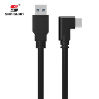 Câble VR pour ordinateur, 16 pieds, 90 degrés, 5 Gbps, USB-C mâle vers USB Type C, gaine en PVC tressée, nickelé, charge rapide