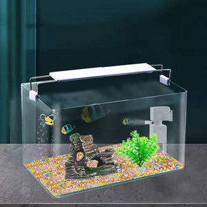 Petit aquarium pour poissons rouges, <span class=keywords><strong>bocal</strong></span> rectangulaire en verre transparent, pour la maison, le salon, la cuisine, l'extérieur, éclairage à économie d'énergie et oxygénation - Product Image 2