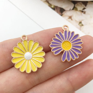 30個金メッキエナメル金メッキエナメルフラワーチャームコネクタジュエリー作りブレスレットDIY手作りクラフト - Product Image 5