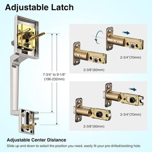 Calzibeno Brushed Nickel Front <b>Door</b> Handle And Deadbolt Set With Crystal Glass <b>Knob</b> Anti Theft Exterior <b>Door</b> Lock - Product Image 5
