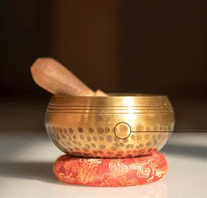 Moldavite & Brass Tibetan 7 Chakra Singing Bowl Set Sound Healing Piece Singing Bowl Small Sing Bowls With Handles
