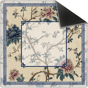 Tapis de Mahjong Floral Vintage 31,5x31,5 Antidérapant et Réducteur de Bruit pour Jeux de <span class=keywords><strong>Dominos</strong></span>, Poker, Cartes et Tuiles - Product Image 1