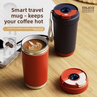 Nouvelle tasse isotherme en acier inoxydable avec revêtement céramique, affichage de la température, pour boire directement, portable, pour voiture
