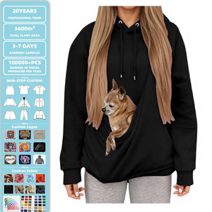 Asit Yıkama Evcil Hayvan Taşıma Ceketi Kanguru Köpek Çantası ile |   Unisex Polar Kazak |   Uzun Kollu Günlük Sweatshirt - Product Image 1