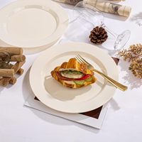 100 Assiettes jetables en plastique fantaisie de qualité supérieure, couleur ivoire, 10 pouces, idéales pour les fêtes, les mariages et les anniversaires