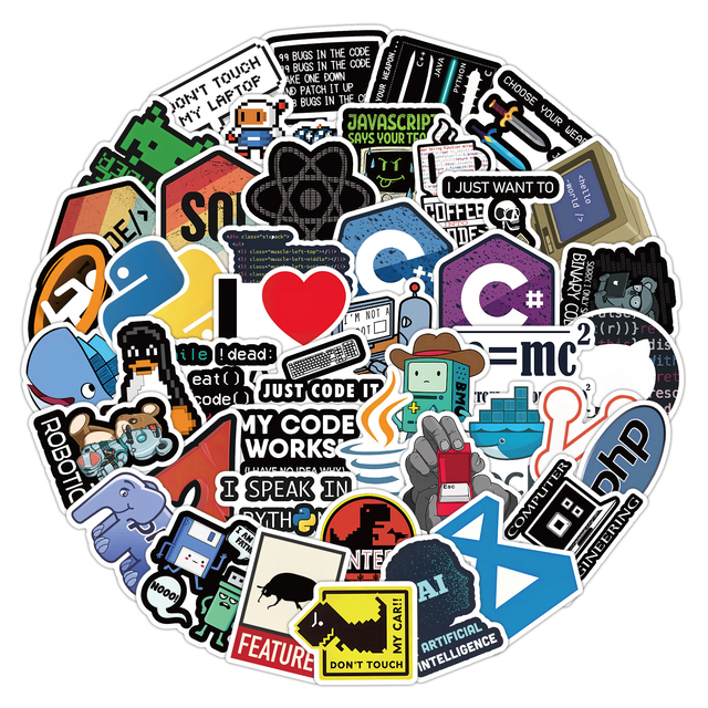 650Pcs/bag Graffiti Program Stickers Custom Waterproof Vinyl Decorative Cartoon Programmer Sticker for Notebook Stationary Decal