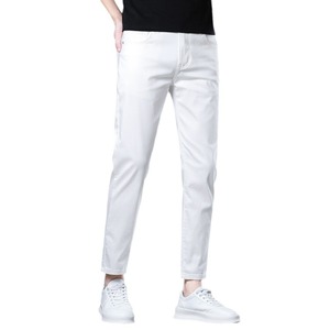 <span class=keywords><strong>Jean</strong></span> droit d'été haut de gamme pour hommes Pantalon <span class=keywords><strong>skinny</strong></span> court blanc coupe ajustée résistant à la saleté <span class=keywords><strong>Jean</strong></span> stretch pour hommes - Product Image 6