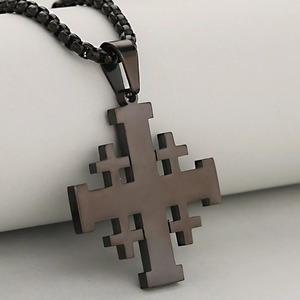 Collier avec pendentif croix en acier inoxydable, bijoux catholiques chrétiens, chaîne hip hop punk, cadeaux de baptême pour hommes et femmes, marque Sunling - Product Image 3