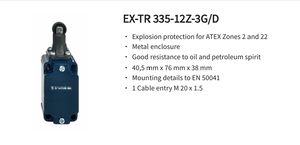 สวิตช์ตำแหน่งนิรภัยป้องกันการระเบิด Schmersal EX-TR335-12Z-3G/D 151187072 230V 4A สำหรับสภาพแวดล้อมที่มีฝุ่นและก๊าซระเบิด - Product Image 2