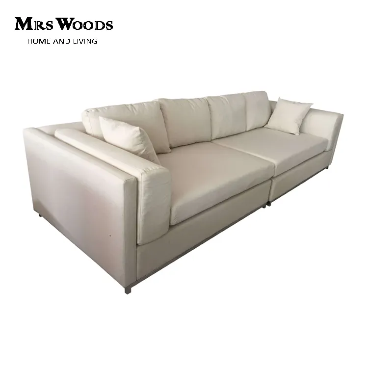 MRS Wood-sofá reclinable de madera, moderno diseño, tapizado en lino Natural, inglés, para sala de estar