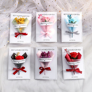 Biglietto d'Auguri Pieghevole con Fiori Secchi, Cartoncino <span class=keywords><strong>Bianco</strong></span>, Fiore Eterno, Piccola Fioritura, Biglietto di Auguri Aziendale, Stella della Madre - Product Image 3