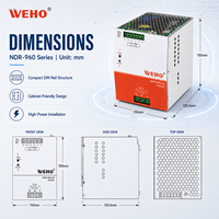 Alimentation électrique pour serveur de centre de données 960W 24V 48V Série NDR Haute efficacité Alimentation sur rail DIN Sortie unique 200-264VAC
