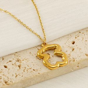 Zogxin Titanium Steel Hollow Bear Necklace 18K Gold Plated Animal Pendant Clavicle Chain For Women Gift Jewelry - Product Image 4