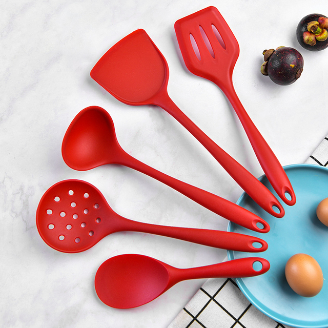 Silicone Kitchen Cooking Utensils Non-Stick Silicone Cooking Kitchen Utensils Spatula Set Wooden Handle Silicone Kitchen Gadgets