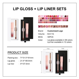 Set de Maquillaje de Labios Vegano de Marca Propia con 58 Colores de Alta Calidad Mate a Prueba de Agua Antiadherente Brillo Labial Rosa Brillante y Delineador - Product Image 6