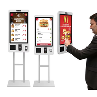 Kiosque libre-service à écran tactile incurvé direct d'usine de 21 pouces avec vérification automatique du paiement par commande automatique pour les restaurants