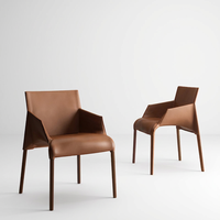 Chaise de salle à manger en cuir de style nordique italien, mobilier de salle à manger, chaise de réception d'hôtel, chaise de négociation de bureau en cuir de selle