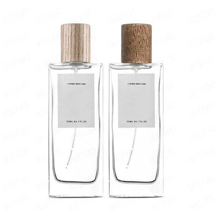 Mini bouteille de parfum en verre Transparent, flacon pulvérisateur, couvercle pour Grain de bois, à fond épais, pour printemps et été