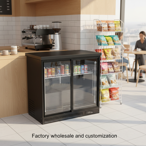ตู้แช่เครื่องดื่มแบบแสดงสินค้าเชิงพาณิชย์ทันสมัยจากโรงงานผู้ผลิต (OEM) ตู้เย็นบาร์แบบประตูกระจกสองบานสำหรับเก็บเครื่องดื่ม - Product Image 2