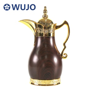 WUJO 1L畅销定制高品质全装饰金色热水瓶沙特迪拜阿拉伯茶真空咖啡壶，带玻璃内胆 - Product Image 6