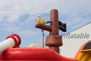 Castillo Inflable Comercial con Tobogán, Diseño de Barco Pirata de <span class=keywords><strong>Minecraft</strong></span>, Alquiler de Combo Multijuego - Product Image 4