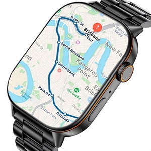 <b>Smart</b> Watch With GPS Navigation 40mm Stainless Steel Case Sporty Design Rectangle Shape Glass Dial Deployment Clasp Unisex - Product Image 1