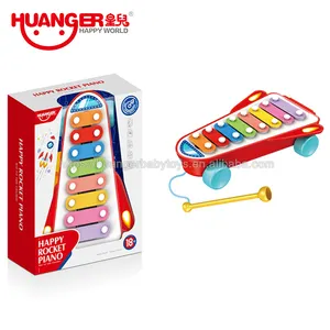 Huanger Carton bébé jouet fusée main frapper Piano harpe 8 sons Piano musique Instrument ensemble jouets