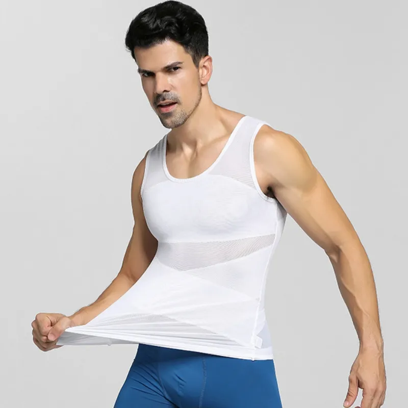 Breathable Men Body Shaper Slimming Shirt Compression Tank Top Vest Elastic Tummy Control Slim Belly Shapewear