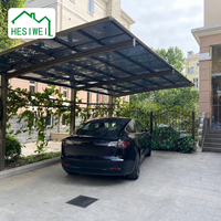 Kit de carport en aluminium HESIWEI, toit plat, design contemporain, capacité de stationnement multi-véhicules pour propriétés résidentielles