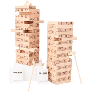 Wooden Building Balance Block Stacking Tower Family Game With Storage Bag Learning Classification Education Toy Gift For Kids