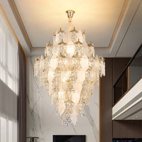 Lustre LED Villa Crystal, Luminaire Principal de Luxe Haut de Gamme Élégant pour Hall, Loft et Escalier, Éclairage Moderne et Luxueux