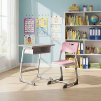 Ensemble bureau et chaise réglables pour étudiants avec tiroir, surface de travail compacte en panneau de particules 600x400 mm pour salle de classe