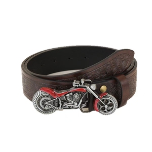 Sabuk Kulit Sapi Unisex Model Vintage dengan Gesper Biker Berat Berbahan Paduan Seng, Pola Geometris, dan Bernapas - Product Image 4