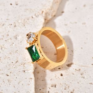 Hợp thời trang thép không gỉ 18K vàng mạ vòng với Zircon đá, đôi-đá hình học thiết kế thời trang đồ trang sức - Product Image 3