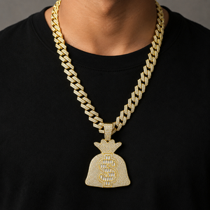 Collier Pendentif Hip Hop Dollar de Qualité en Gros, Chaîne en Alliage Plaqué Or, Pendentifs Sac d'Argent <span class=keywords><strong>Euro</strong></span> Tendance - Product Image 3