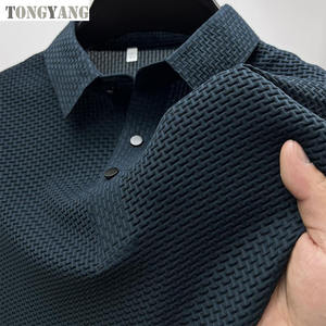 Kaos Polo Rajut Berkualitas Tinggi TONGYANG untuk Pria, Bahan Dingin, Kasual Musim Panas, Kerah Polo, Rib, Bernapas, Lengan Pendek - Product Image 5