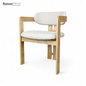Silla de Comedor Moderna de Lujo en Madera Maciza con Cojín Tapizado para Restaurante, Sala de Estar o Villa - Product Image 5