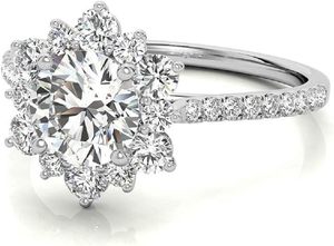 Venta al por mayor de joyería de plata para mujer corte redondo Moissanite solitario flor anillo estilo clásico para regalo de boda fiesta aniversario - Product Image 5