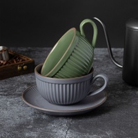 Tasse à café en céramique de luxe ABF, style européen bohème, couleur unie, pour latte art, 280 ml