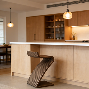 ML-BR03 Tabourets de bar au design minimaliste en forme de Z, chaises hautes en bois massif, meubles pour la maison, salon, cuisine, pub - Product Image 2