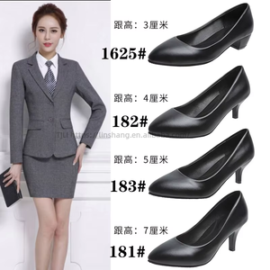 New High-heeled Stiletto Pointy Professional All Match Working Women's Single Black <b>Leather</b> Dress Shoes Women - Product Image 2