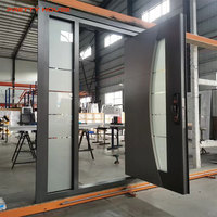 Puertas de Seguridad Modernas de Acero Inoxidable con Diseño de Una y Media Hoja para Entrada Principal de Casas, Apartamentos, Centros Comerciales y Uso en Exteriores