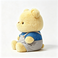 Adorable Ours en Peluche Mignon et Chubby, Jouet en Peluche Doux avec Chemise Bleue et Salopette Grise, Cadeau en Peluche pour Enfants, Souvenir en Peluche