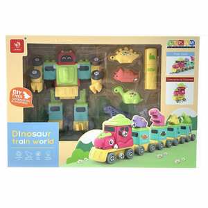 Juguete de Plástico, Tren de Dinosaurios, Hamburguesa Educativa 5 en 1, Tren de Dinosaurios Hamburguesa, Robot de Vapor, Bloques de Construcción DIY para Niños - Product Image 2