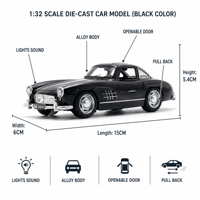 Modèle réduit vintage 300SL Gullwing à l'échelle 1:32, SUV en alliage moulé sous pression, portes ouvrables, jouet de voiture de luxe classique avec son et lumière, batterie au lithium
