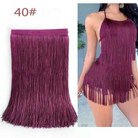 Diy Aksesoris Pakaian 30Cm Garis Tunggal Poliester Renda Memangkas Jahit Rajutan Kostum Tari Latin Rumbai Pinggiran Kain Renda