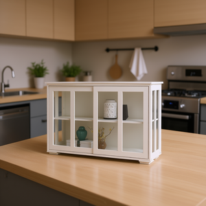 Mobile da Cucina Bianco con Anta in Vetro, Design Moderno in MDF, Elegante Arredamento per Cucina - Product Image 2